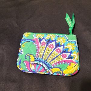 Vera Bradley coin purse green pink yellow paisley design
